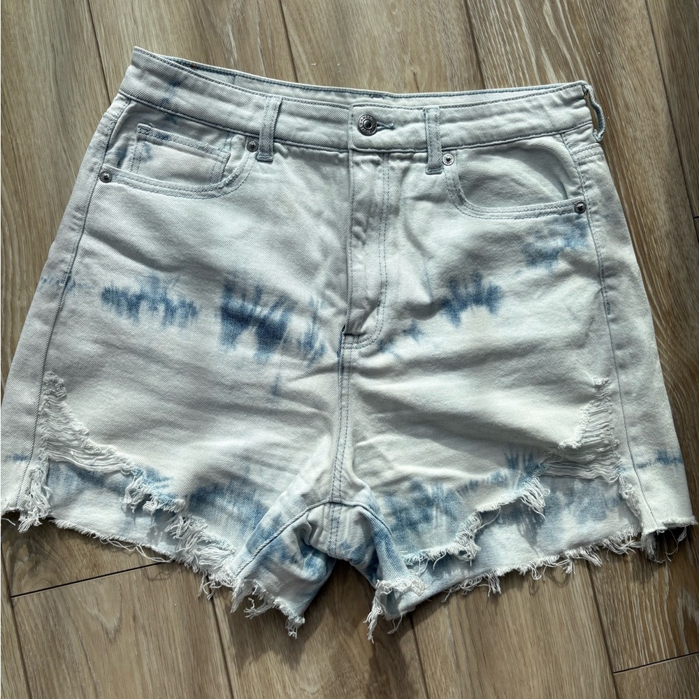 American Eagle Outfitters High Waist Blue Tie-Dye Shorts